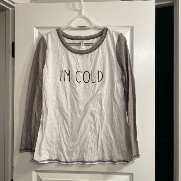 Pajama Drama white and gray graphic baseball tee shirt- L - Picture 1 of 2